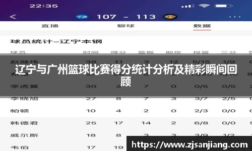 辽宁与广州篮球比赛得分统计分析及精彩瞬间回顾