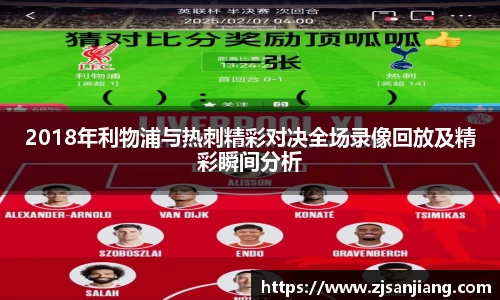 2018年利物浦与热刺精彩对决全场录像回放及精彩瞬间分析